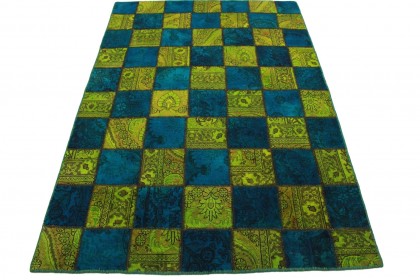 Patchwork Rug Green Blue in 200x140cm