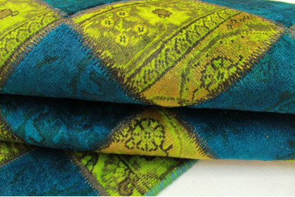 Patchwork Rug Green Blue in 200x140cm (4 / 4)