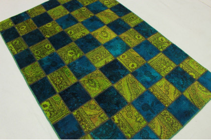 Patchwork Rug Green Blue in 200x140cm (2 / 4)