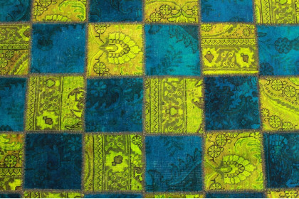 Patchwork Rug Green Blue in 200x140cm (3 / 4)