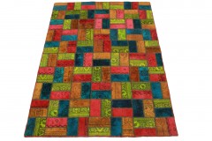 Patchwork Rug Orange Blue Pink Yellow in 200x140cm