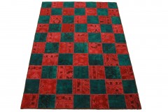 Patchwork Teppich Rot Türkis in 200x140cm