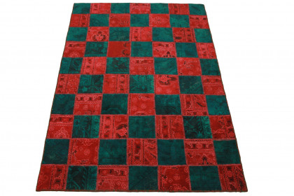 Patchwork Rug Red Turquoise in 200x140cm