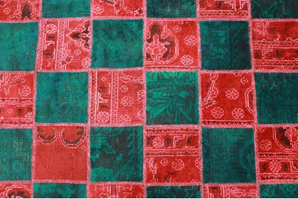 Patchwork Rug Red Turquoise in 200x140cm (5 / 5)