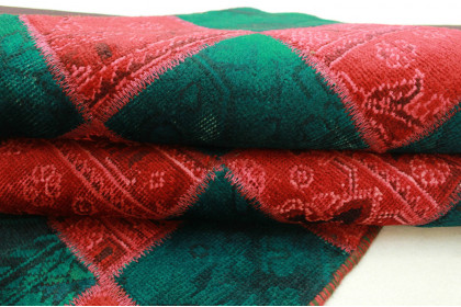 Patchwork Rug Red Turquoise in 200x140cm (3 / 5)