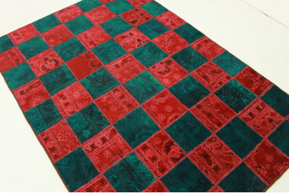 Patchwork Rug Red Turquoise in 200x140cm (4 / 5)