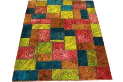 Patchwork Teppich Rot Blau Pink in 200x150cm (1 / 10)