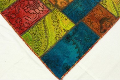 Patchwork Teppich Rot Blau Pink in 200x150cm (6 / 10)
