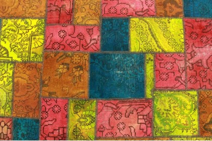 Patchwork Teppich Rot Blau Pink in 200x150cm (7 / 10)