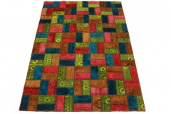 Patchwork Teppich Orange Rot Blau in 210x140cm