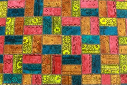 Patchwork Rug Orange Red Blue in 210x140cm (3 / 5)