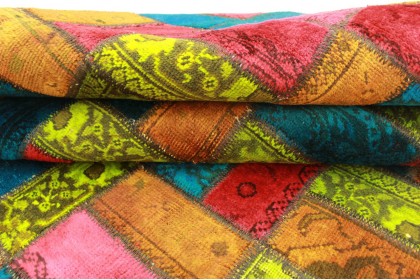 Patchwork Rug Orange Red Blue in 210x140cm (5 / 5)