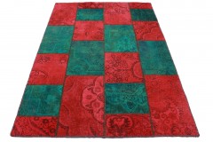 Patchwork Teppich Rot Türkis in 200x140cm