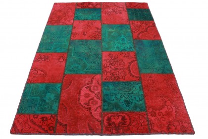 Patchwork Rug Red Turquoise in 200x140cm