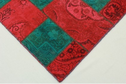 Patchwork Teppich Rot Türkis in 200x140cm (2 / 4)