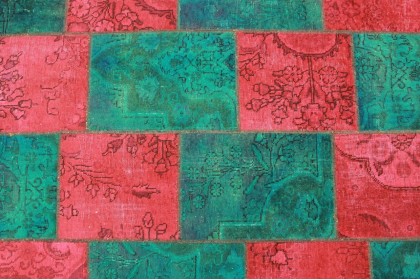 Patchwork Teppich Rot Türkis in 200x140cm (4 / 4)