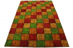 Patchwork Teppich Orange Grün Rot in 240x160cm