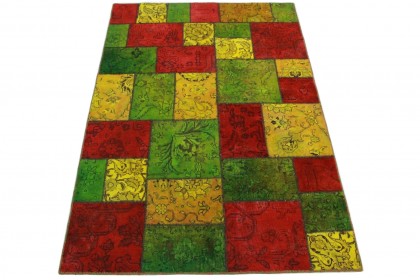 Patchwork Teppich Grün Rot in 240x160cm