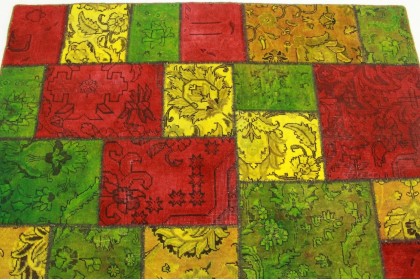 Patchwork Teppich Grün Rot in 240x160cm (5 / 5)