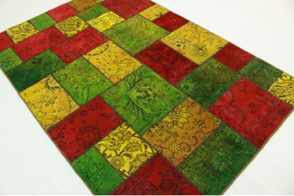 Patchwork Teppich Grün Rot in 240x160cm (2 / 5)