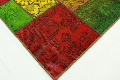 Patchwork Teppich Grün Rot in 240x160cm (3 / 5)