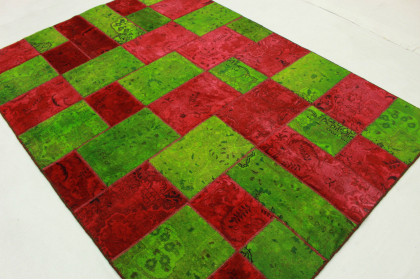 Patchwork Rug Green in 240x170cm (3 / 4)