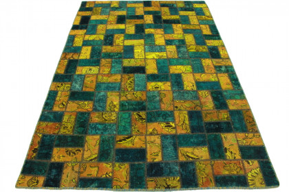 Patchwork Rug Turquoise Curry in 240x160cm