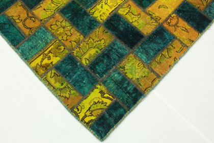 Patchwork Rug Turquoise Curry in 240x160cm (2 / 5)