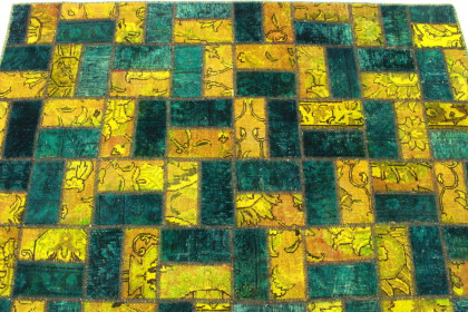 Patchwork Rug Turquoise Curry in 240x160cm (5 / 5)