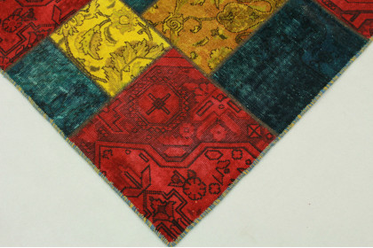 Patchwork Teppich Rot Türkis Gelb in 240x170cm (3 / 5)