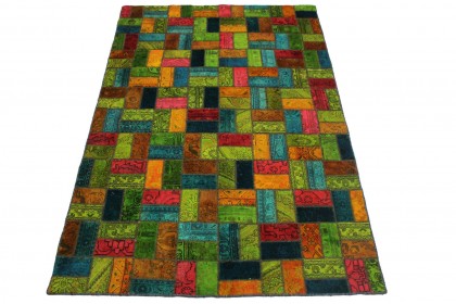 Patchwork Rug Orange Green Blue Turquoise in 250x160cm