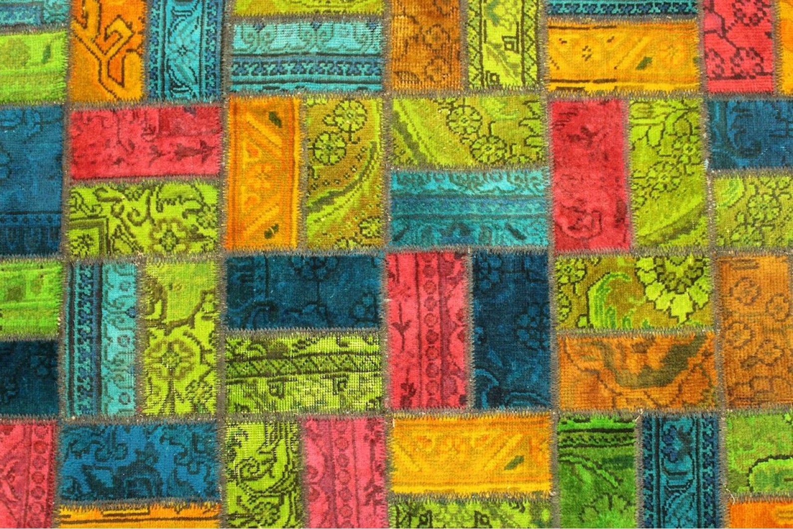 Patchwork teppich orange grün blau türkis in 250x160cm (1001 1998 ...