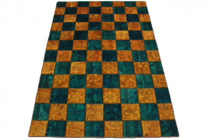 Patchwork Teppich Orange Türkis in 240x160cm