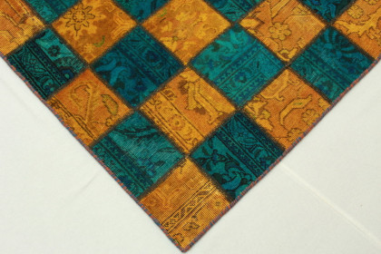 Patchwork Teppich Orange Türkis in 240x160cm (3 / 5)