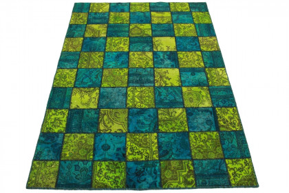 Patchwork Teppich Grün Blau in 250x170cm