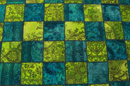 Patchwork Rug Green Blue in 250x170cm (4 / 4)