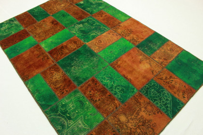 Patchwork Teppich Orange Grün in 240x160cm (2 / 5)