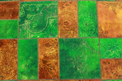 Patchwork Teppich Orange Grün in 240x160cm (3 / 5)