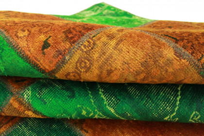 Patchwork Teppich Orange Grün in 240x160cm (5 / 5)