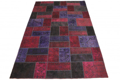 Patchwork Teppich Rot Lila Pink in 310x200cm