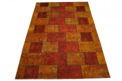 Patchwork Teppich Orange Rot in 300x200cm