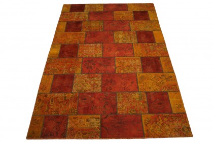 Patchwork Teppich Orange Rot in 300x200cm