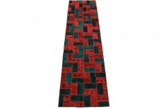 Patchwork Rug Runner Red Turquoise in 310x80cm