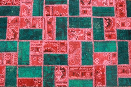 Patchwork Teppich Läufer Rot Türkis in 310x80cm (2 / 8)