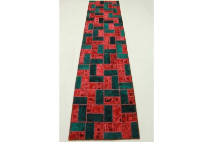 Patchwork Teppich Läufer Rot Türkis in 310x80cm (3 / 8)