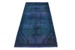 Carpetido Design Vintage-Teppich Blau in 220x110