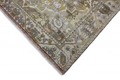 Carpetido Design Vintage Rug Yellow Green Light Gray in 300x220 (5 / 7)