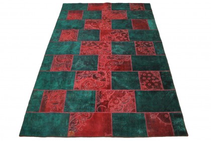 Patchwork Teppich Rot Türkis in 300x200cm