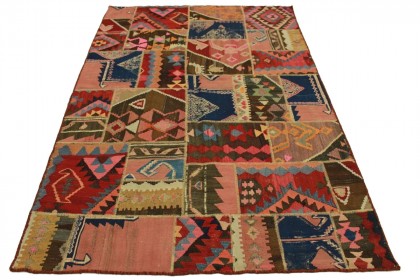 Kelim Patchwork Teppich Rosa in 240x160cm (1 / 5)