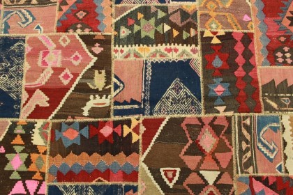 Kelim Patchwork Teppich Rosa in 240x160cm (2 / 5)